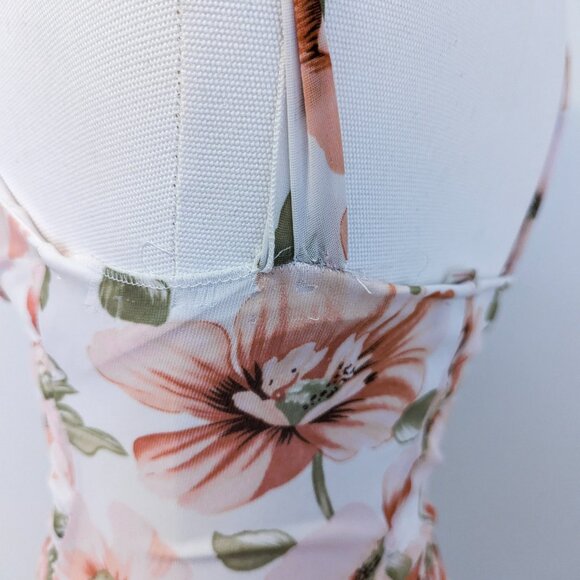 Vintage Y2K Floral Bodycon Dress Ruched Mesh Fairycore Coquette Babydoll Sz 6 - Picture 8 of 15